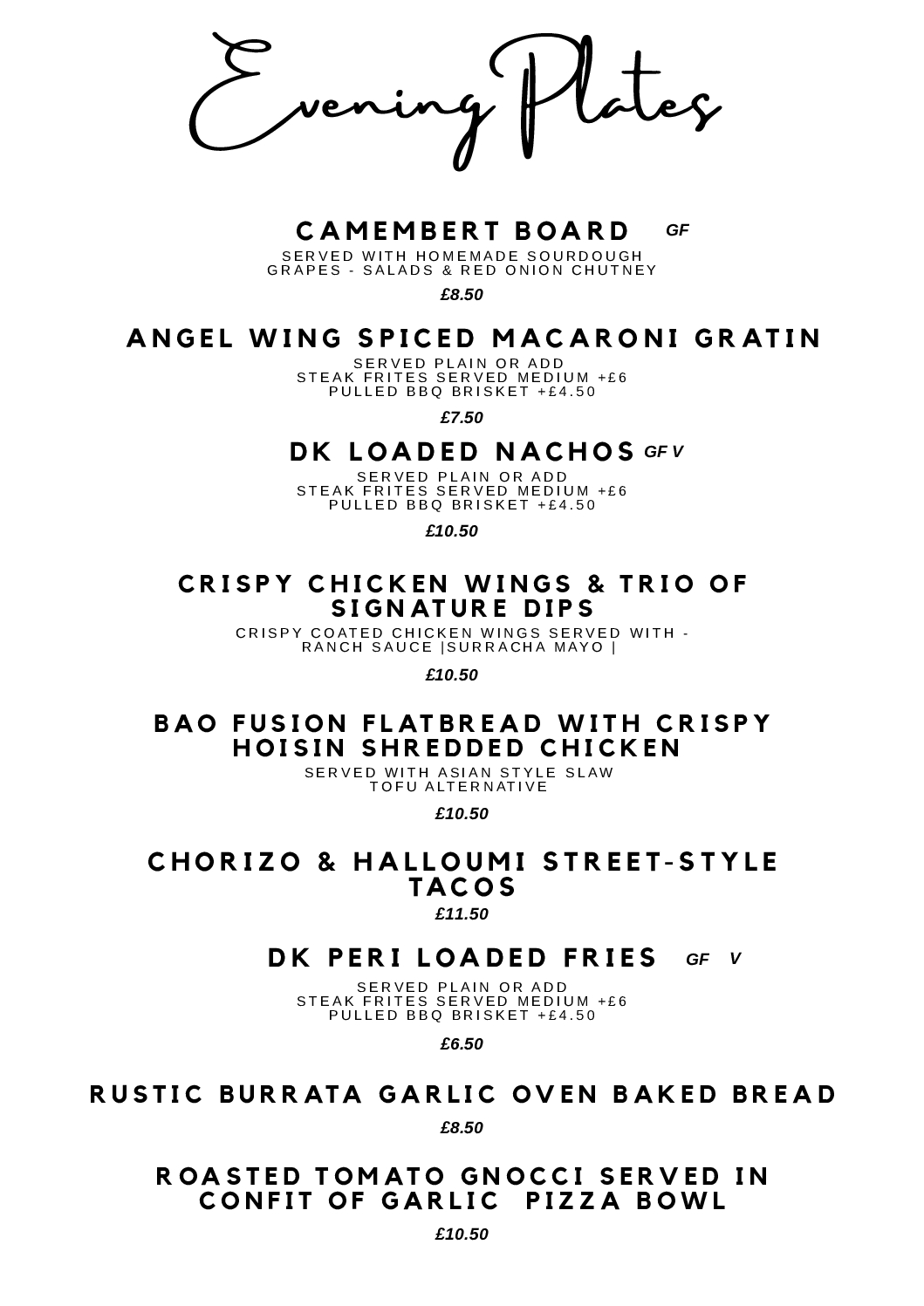 Rugeley Cafe Bar Menu