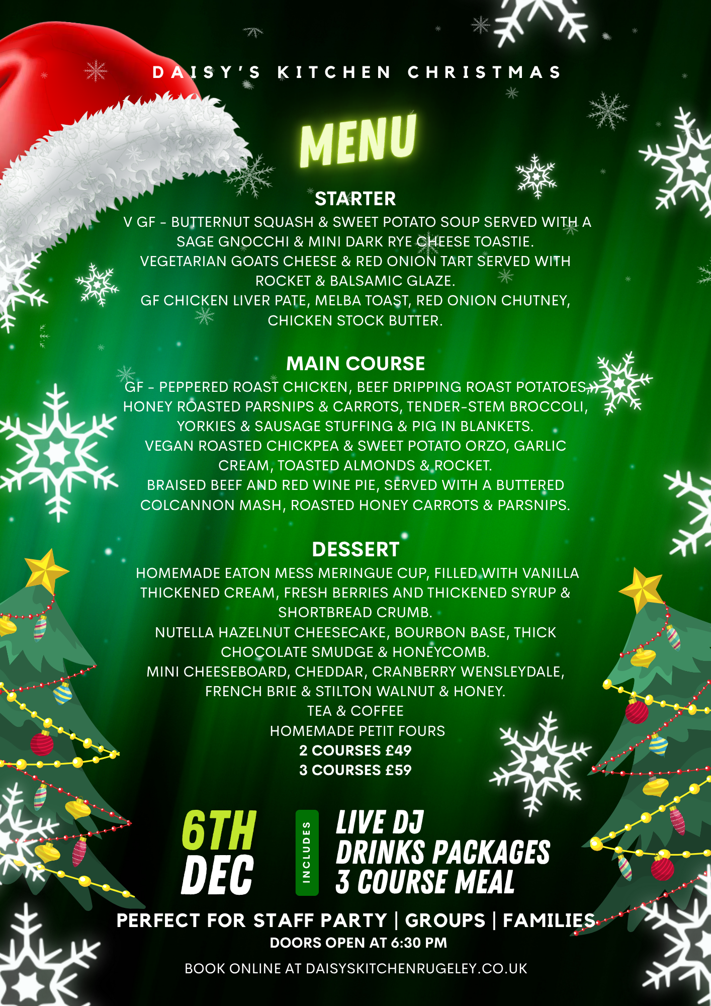 XMAS PARTY MENU Daisy's Kitchen Rugeley