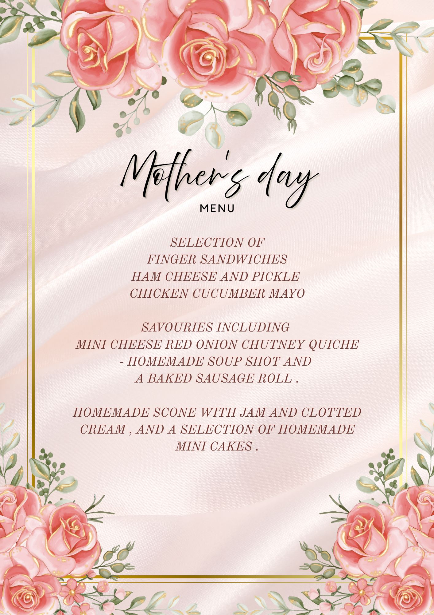 Mothers Day Menu