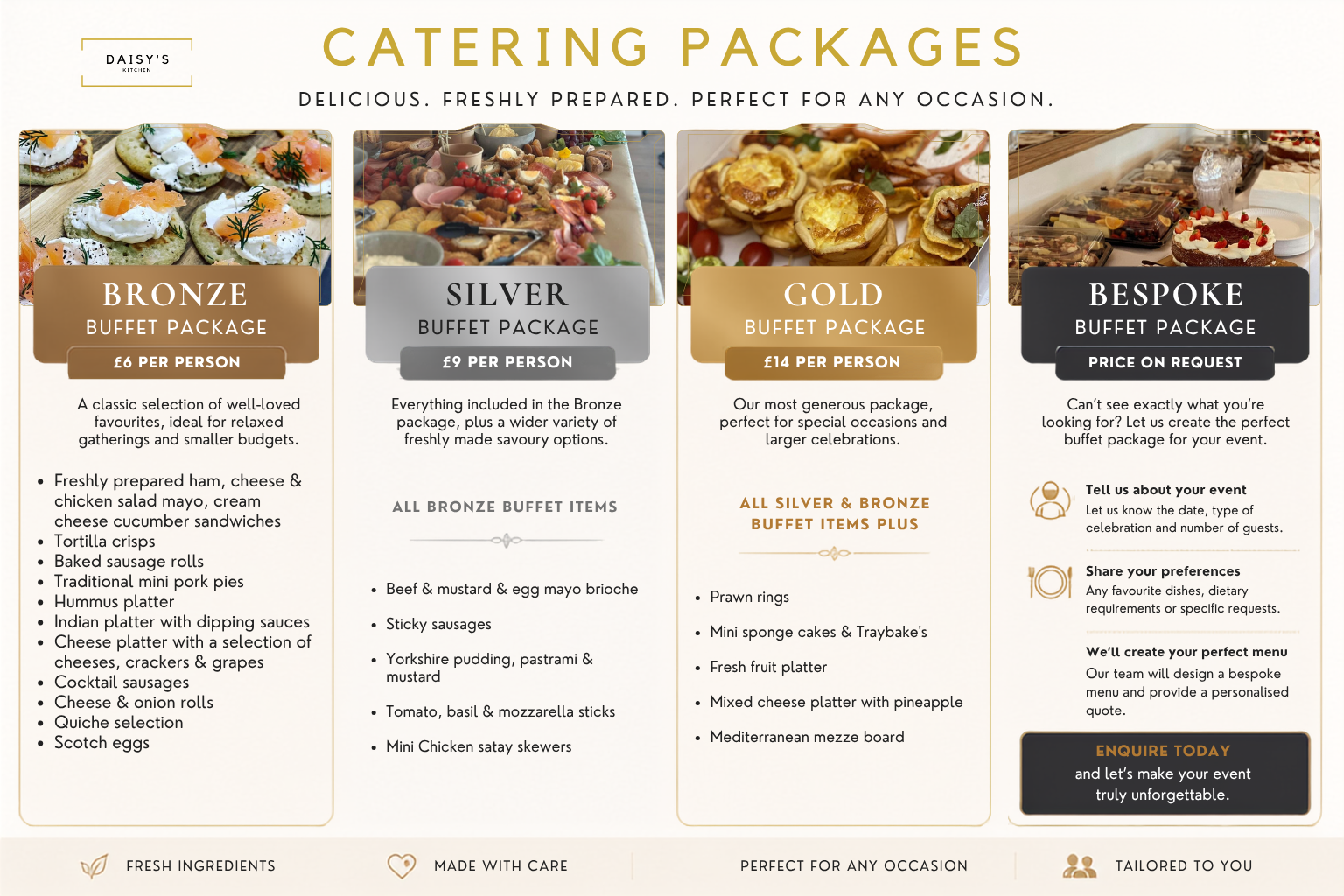 Daisy’s Kitchen Catering Packages And Prices